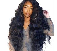 Cokbyavla Bouncy Bands Wig Women's Curly Long Black Wig Hair Wave Synthetic Wigs Fashion wig Sew in Hair Extensions (Black, One Size)