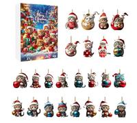 Cokbyavla Cat Advent Calendars 2025, Christmas Cat Advent Calendars, 24 Days Countdown Calendar With 2D Acrylic Cute KittenThemed Hanging Ornaments For Boys Men Women Girls Kids Adults Red