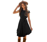 Cokbyavla Children Plain A Line Casual Dress,Dresses for Teens Girls 14-16 Ivory Flower Girl Dress Little Girl Cute School Dress for Graduation Tween Dress for Banquet Girls Tea Party Dress Cu