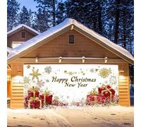 Cokbyavla Christmas Garage Door Cover 6X13 ft, Merry Christmas New Year Garage Door Xmas Decorations, Warehouse Banner, Large Indoor Outdoor Mural Decorations FE28