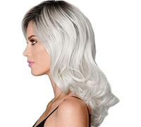 Cokbyavla compatible with Motown Tress Wig Curly Synthetic Gray Fashion Women's Synthetic Wigs Wig Wig Wave hair Hairshort wig Hair Rubber Bands (Grey, One Size)