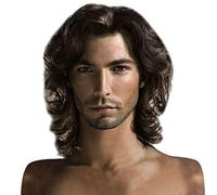 Cokbyavla compatible with Motown Tress Wig Curly Synthetic Men's Chocolate Cool Wig Handsome Short Natural Color Wigs Hair Fashion wig Mini Hair Elastics (Brown, One Size)
