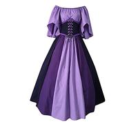 Cokbyavla Costumes Queen Ball Gown,Medieval Renaissance Retro Dress Renaissance Faire Corset Witch Costume Women Short Dress Elegant German Beer Maid Costume Plus Size Retro Dres Purple