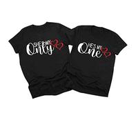 Cokbyavla Couple Shirts for Him and Her,Family Matching Valentine's Day Pajamas Short Sleeve His and Hers Valentine's Day Pajamas Valentine Couples Outfits Customize Hood(Women,12Black,3XL)