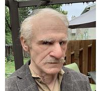 Cokbyavla Creepy Clown Mask, Adult Zombie Mask Old Face Cat Full Head Halloween Adult Grandpa Halloween Old Woman Witch Scary Horror Cosplay Costume
