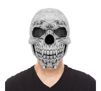 Cokbyavla Creepy Mask Moving Jaw, Head Mask Cover Black Hood Latex With Blonde Hair Old Man Latex Realistic Halloween For Men Adults Scary Old Lady Scary Pumpkin