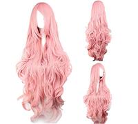 Cokbyavla Curly Half Wigs for Women Fashion Wig Curly Long Wig Costume Wigs V Cosplay Synthetic Cosplay wig Rose Hair Color (pink, One Size)