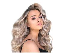 Cokbyavla Curly Lace Front Wig for Women Long Curly Synthetic Hair Wig In Golden Color With Middle Part Tints of Nature Hair Color (Yellow, One Size)