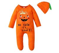 Cokbyavla Cute Pumpkin Clothes, Infant Halloween Costume Boy newborn pumpkin bubble romper Baby Boy Clothing Set 1 Year Old Baby Bat Costume Girl Ghost Romper Lit Infant, 0-3 Months