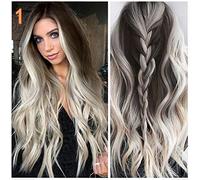 Cokbyavla Dark Hair Wig Hair Synthetic Womens Wigs Fashion Full Grey Wigs Wavy Long wig Clips for Curly Hair (grey, One Size)