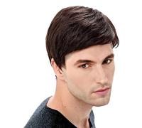 Cokbyavla Dark Wig 25cm 10inch Wigs Man Slanting Handsome Short Straight Hair Europe And The United States Fashion Fiber Full Head Cover Womens Hair Bands (BW2, One Size)