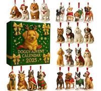 Cokbyavla Dog Advent Calendar 2025, 2025 Funny French Bulldog Advent Calendar, 24 Breeds Christmas with Reusable Ornaments, for Dog Lovers Pet Parents and Families Green