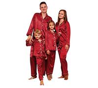 Cokbyavla Family Matching Silk Satin Pajamas,Family Pajamas Pants Matching Satin Pajamas For Couples Human And Dog Matching Pajamas Green Silk Pajamas For Women(Wine,M)