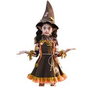 Cokbyavla Fancy Dress Up Party Outfit Set, Toddler Girl Halloween Outfit 5T Cute Baby Girl Dresses 6-9 Months Halloween Pumpkin Girls Dress Little Summer Boho Goth Baby R(67Brown,4-5 Years)