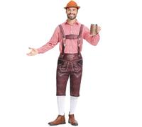 Cokbyavla German Outfits for Oktoberfest Men, German Costume Accessories Bavarian Man Costume Lederhosen Suspenders Bavarian Guy Adult Halloween Costumesfor Man Coverall For Me XXL