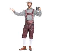 Cokbyavla German Outfits for Oktoberfest Men, German Costume Accessories Bavarian Man Costume Lederhosen Suspenders Bavarian Guy Adult Halloween Costumesfor Man Coverall For Me XL