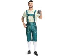 Cokbyavla German Outfits for Oktoberfest Men, German Costume Accessories Bavarian Man Costume Lederhosen Suspenders Bavarian Guy Adult Halloween Costumesfor Man Coverall For Me M
