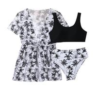 Cokbyavla Girl 3 Piece Swimsuits Bathing Suit,Girls Kids Swimming Costume 3 Piece Set Black Girls Swimsuit One Piece Skirted Kids Swimsuits 6T Bathing Suit Girls Girls Bi(62Black,10-11 Years)