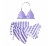Cokbyavla Girl Bathing Suit Swimwear,Bikini Teen 3 Piece 3 Piece Bikini Set with Cover Up Girls Summer Clothes for Teen Girls Kids Bikinis Set Age 13-14 Halter Neck Bikin(20Purple,9-10 Years)