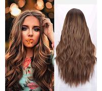 Cokbyavla Girl Wigs Women's Can and Wig Straightened Curl Brown Wavy Curl Micro Headgear Bent Be wig Hair Pieces (Brown, One Size)