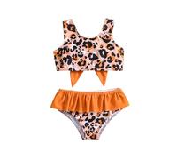 Cokbyavla Girl's 2 Piece Halter Bikini Sets,Low Back Two Piece Bathing Suit Girls 10 to 12 Girls Skirt Suit Bikini Tween Girls Bathing Suit Strapless Swimsuit Top Girls B(93Orange,5-6 Years)