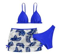 Cokbyavla Girls 3 Piece Bikini Bathing Suit,Girls Swimsuit 12-13 Years 2 Piece Girls Bikini Set with Cover Up Teen Tankini Black Bathing Suit Islamic Swimsuit 13-14 Bikin(112Blue,12-13 Years)