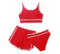 Cokbyavla Girl's 3 Piece Cute Tie Dye Bikini Swimsuit,3 Piece Bikini Set Girls Skirts Teens Bikini Toddler Bikini Tikini Set Red Swimsuit Girls Toddler Girl Hawaiian Swim(6Red,13-14 Years)