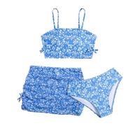 Cokbyavla Girl's 3 Piece Tropical Print,Swimsuits 3 Piece Beach Coverups for Teens Teen Girl Bathing Suits 2 Piece Bikini Girls Bikini Sets Bikini 13-14 Bikinis for 13 Ye(27Sky Blue,8-9 Years)