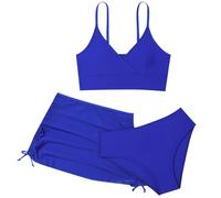 Cokbyavla Girls Beach Swimwear 7-16 Years,Girls 3 Piece Set Girl's Skirt Swim Suits for Teens Girls Girls Printed Swimsuit Three-Piece Floral Set Children's Swimsuit Hawa(59Blue,11-12 Years)