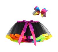 Cokbyavla Girls Layered Rainbow Tutu Skirt,Girl Ballet Long Tutu Dress Sequin Romper Girls Christmas Dance Costume Layered Tutu for Toddler Girls Princess Tutu Costume Fo(22Black,5-8 Years)