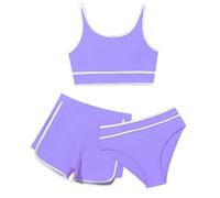 Cokbyavla Girls Solid Bathing Suits,Bikini 12-13 Year Old Girls 3 Piece Two Piece Swimsuit for Girls with Skirt Bikini Tween Preppy Bathing Suits Kids Bikinis 11-12 Grils(49Purple,11-12 Years)