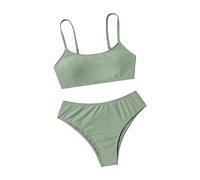 Cokbyavla Girls Sporty Bikini Swimsuits,Girls Bathing Suits 2 Piece Kids Swimming Short Pant Teen Swim Shorts Girls Tankini 9-10 Years Bikini 12-13 Girls Plus Size Swimsu(65Army Green,13-14 Years)