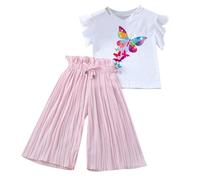 Cokbyavla Girl's Summer 2 Piece Cute Clothing Sets,Matching Outfits Girl Summer Outfits Baby Clothes For Girls Short Sleeve Girls 12-14 Summer Outfits Girls Top And Short Suit Size 8 Girls Fla