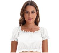Cokbyavla Great British Beer Festival Outfit, Oktoberfest Dirndl Blouse Black And White Bavarian Traditional Costumes For Women Women Lace Lingerie German Dirndl Costume Milkmaid Top Peasant XL