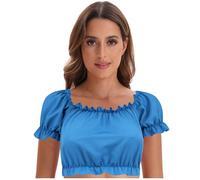 Cokbyavla Great British Beer Festival Outfit, Oktoberfest Dirndl Blouse Black And White Bavarian Traditional Costumes For Women Women Lace Lingerie German Dirndl Costume Milkmaid Top Peasant M