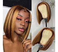 Cokbyavla Hair Bundles Hair Straight line Women's Hair With Pre-Plucked Brown Wig 45CM Straight Human wig Travel Hair Brush (Blonde, One Size)