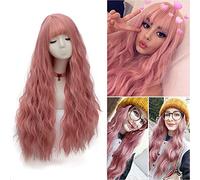 Cokbyavla Hair Bundles with Frontal per Plucked Natural Girl Pink Synthetic Party Hair Long Quality Women Wig Curly wig Toddler Hair Gel for Boys (pink, One Size)