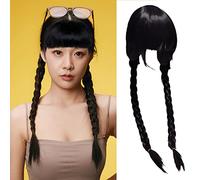 Cokbyavla Hair Frontal Wig Wig Black Double Ponytail Wig Wig Wig With Fringe For Adults Teens Women Girls Long Wig With Fringes Kids Hair Chalk (Black, One Size)