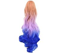 Cokbyavla Hair Mannequin Tripod Woman Wavy Ponytail Long Hair Curly Synthetic Tri-Color Wig Extension wig Electric Straightening Comb for (C, One Size)