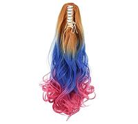 Cokbyavla Hair Mannequin Tripod Woman Wavy Ponytail Long Hair Curly Synthetic Tri-Color Wig Extension wig Electric Straightening Comb for (E, One Size)