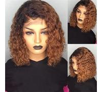 Cokbyavla Half And Wig Small Curly Wig European And Wigs Women's Gradient Color Short Curly Hair Synthetic Headgear Caster Oil Hair Food (B, One Size)