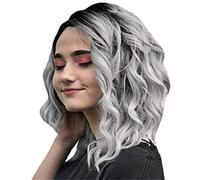 Cokbyavla Half Wigs for Women Wigs Hair net Gray Human Glueless Women Wig Short Wavy Front Rose wig Hair Styling Products (Grey, One Size)