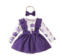 Cokbyavla Halloween Baby Jumpsuit Fall Clothes, Baby Girls Halloween Bodysuit Skirt Set Cute Girl Dresses 12 Months Ghost Costume Girls Toddler 2T Little Gi Infant 6-12 Months