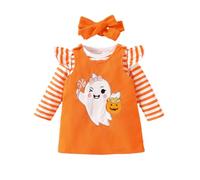 Cokbyavla Halloween Baby Jumpsuit Fall Clothes, Newborn Halloween Outfit Baby Girl Cartoon Dresses Ghost Romper Toddler Boho Dress Dalmatian Dog Costume Set Tea Infant 6-9 Months