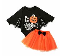Cokbyavla Halloween Lace Cloak Outfit Vampire Witch Costume, Toddler Girl Striped Shirt Tutu Dress Halloween Baby Girls ' Clothing Kid Girls Pumpkin Dr Toddler 12-18 Months