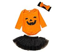 Cokbyavla Halloween Pumpkin Bat Dress, Halloween Dresses Toddler Boho Shirt Baby Pumpkin Costume Set Little Girl Dress Hawaiian Theme Toddler Costume A 18-24 Months