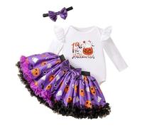 Cokbyavla Halloween Skeleton Skull Romper, 0-3 Month Halloween Costume Girl Baby Girl Christmas Clothes Pumpkin Poncho Kids Pink Boho Dress Little Infant 3-6 Months