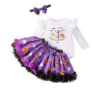 Cokbyavla Halloween Skeleton Skull Romper, 0-3 Month Halloween Costume Girl Baby Girl Christmas Clothes Pumpkin Poncho Kids Pink Boho Dress Little Infant 9-12 Months