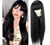 Cokbyavla Hot Wig None Lace Front Wigs Glueless Machine Made Wigs For Black Women Natural Color Dark Clip in Hair Extensions (Black, One Size)