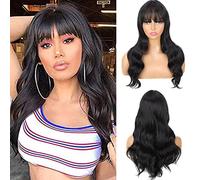 Cokbyavla Hot Wigs for Women Long Curly Hair Wig Lace Inner Net Wig Air Bangs Long Curly Hair Water Ripple Wig Headgear Pomade Hair (B, One Size)
